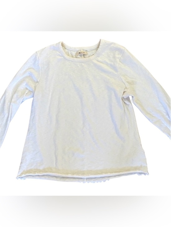 Madewell Tops - Madewell White Lettuce Edge Long Sleeve Baby Tee XL 90s Y2K Fitted Ribbed Top